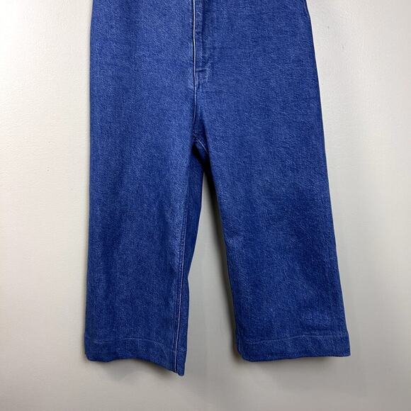 Apiece Apart Merida Denim Jean Pants size 8 Wide Leg Crop Blue Culotte HEMMED - Picture 3 of 8